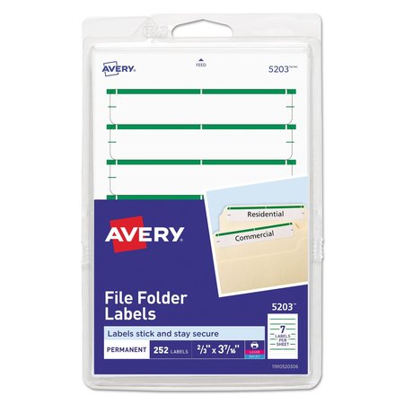 AVERY DENNISON Label, File, Folder, Green, PK252 05203